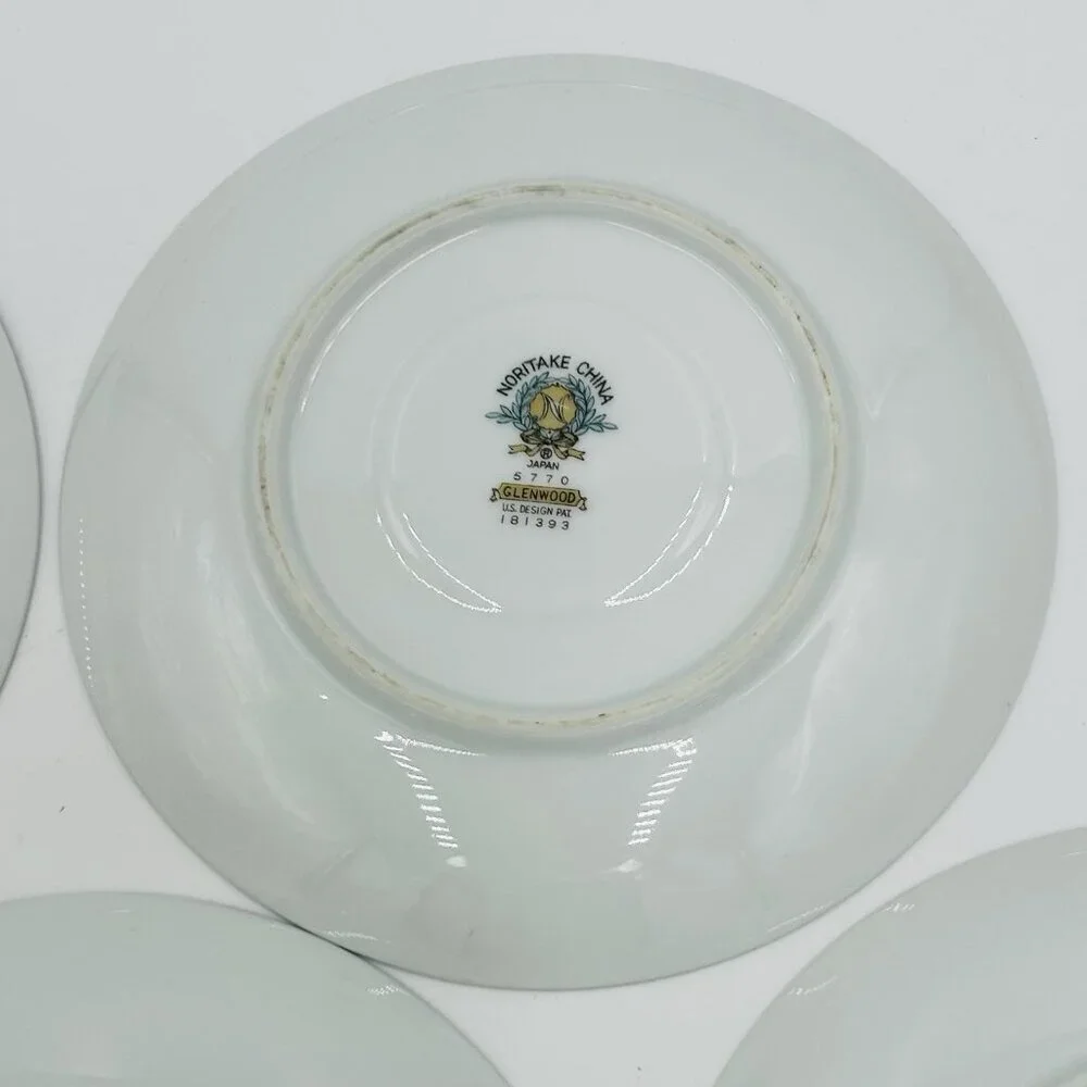 Noritake Glenwood 5770 China Saucers Japan Set Of 5 Pink Roses Platinum